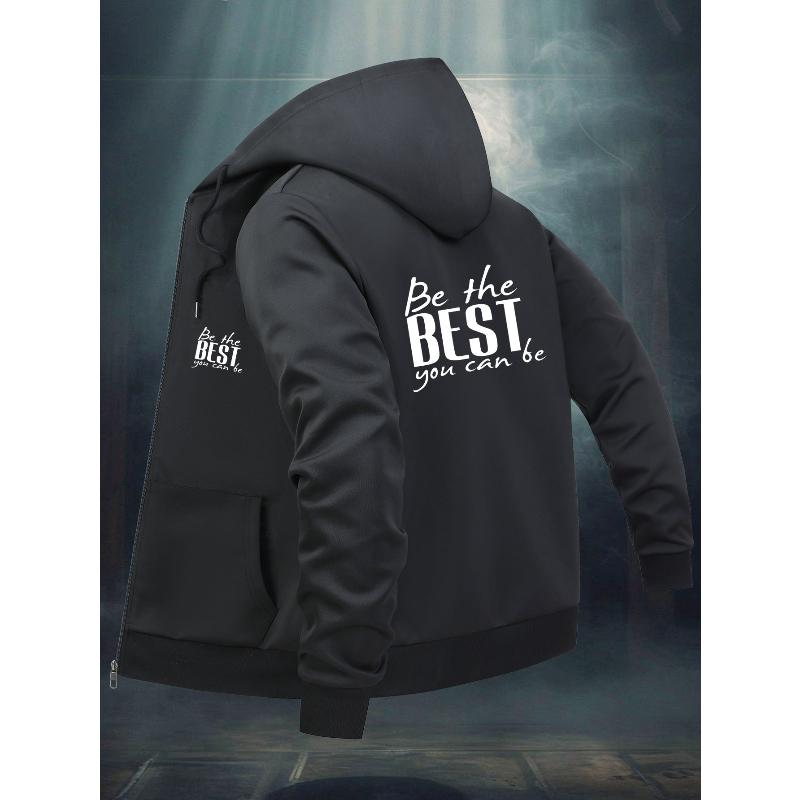 Polyester Warm Hooded Coat for Men Drawstring Hood Thickened Lining Cozy Warm Fall Winter Streetwear Outerwear S