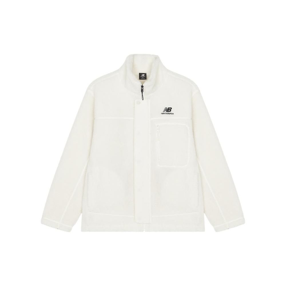 

New Balance FW22 Куртка с логотипом и воротником на молнии Мужские куртки белые AMJ23351-CIC