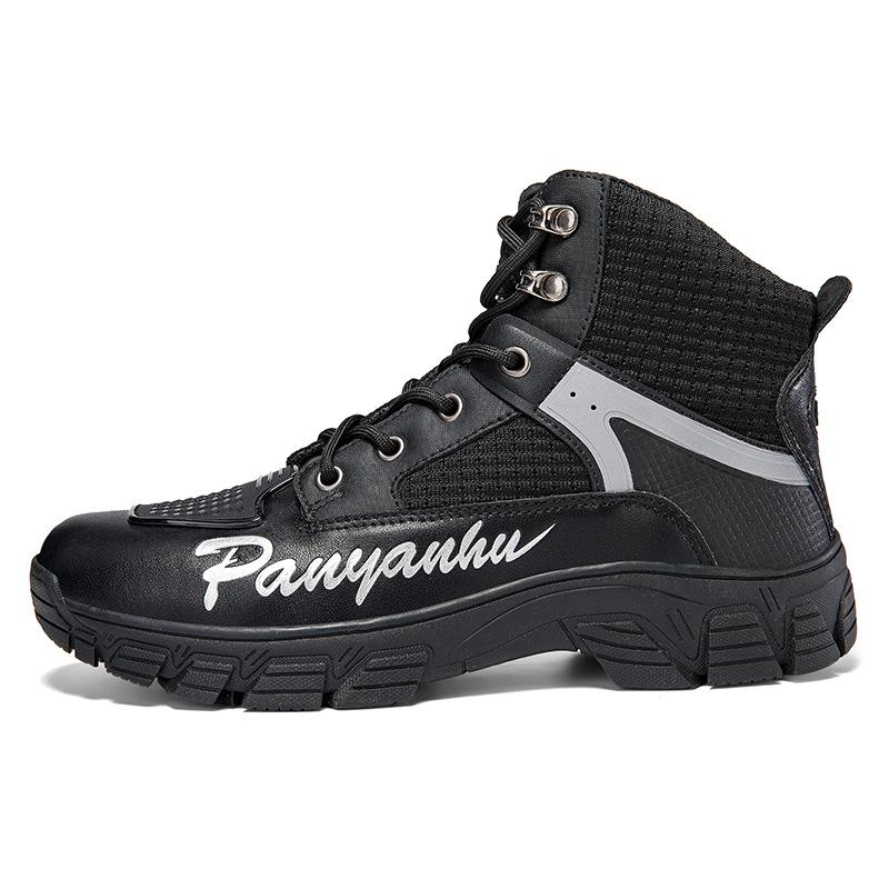 

Мотоциклетные ботинки Кожаные мужские ботинки для езды на мотоцикле по бездорожью Гоночные ботинки Мотоциклетное снаряжение для путешествий Four Seasons 46 серебряный/чёрный