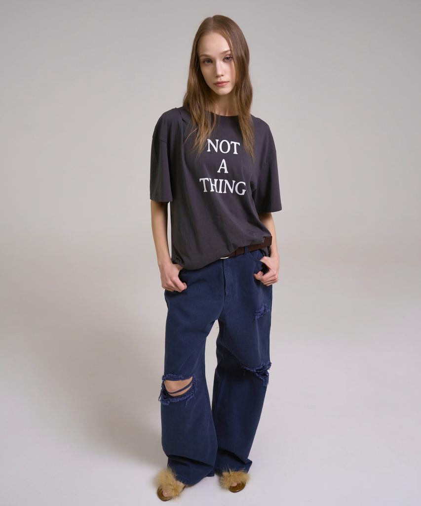 SSIN AND LEE Not A Thing Pinched T-Shirt Charcoal