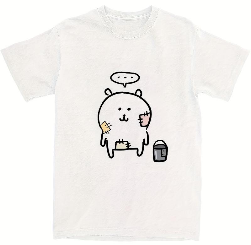 Funny Self-Deprecating Bear T-Shirt for Women - Cute Lazy Bear Design Short Sleeves, Unisex Soft And Breathable Summer Casual S разноцветный