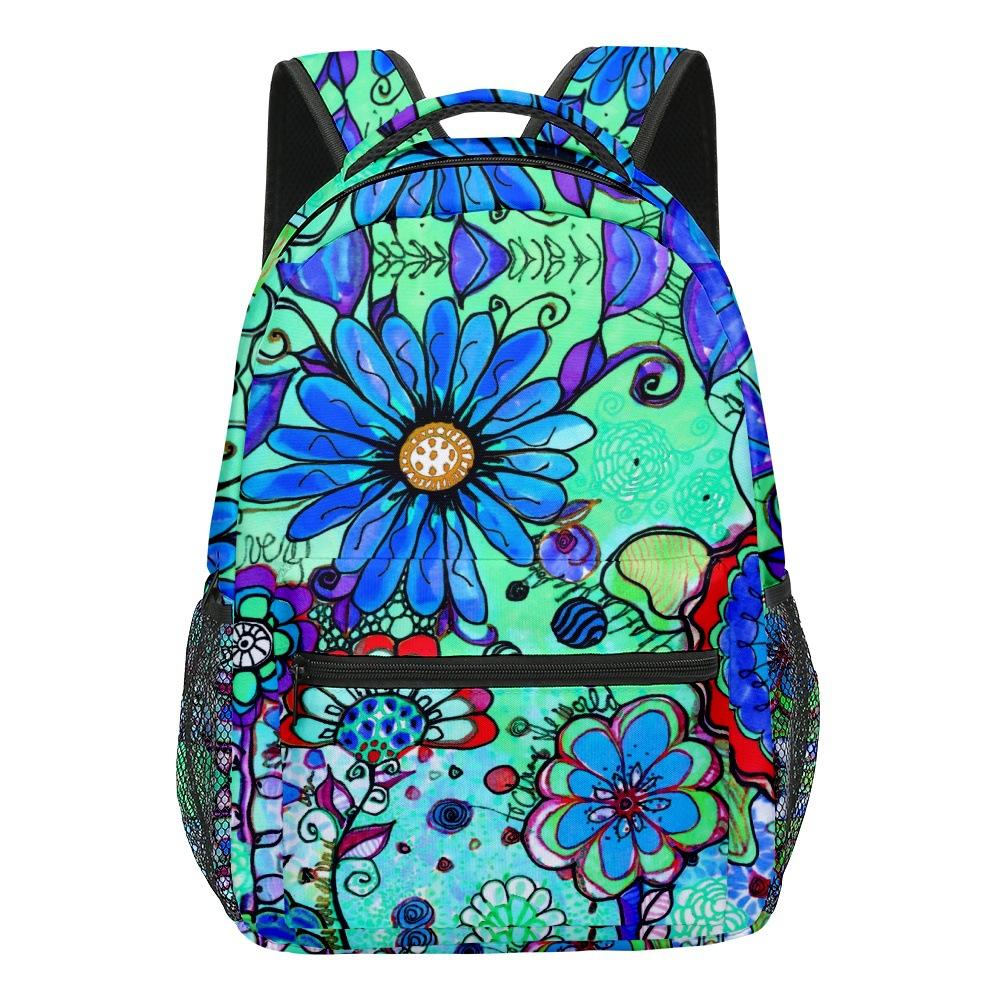 Cartoon Cartoon Kpop Youthful School Bags Unisex Sunflower Travel Bags 3D Print Oxford Waterproof Notebook Shoulder Backpacks