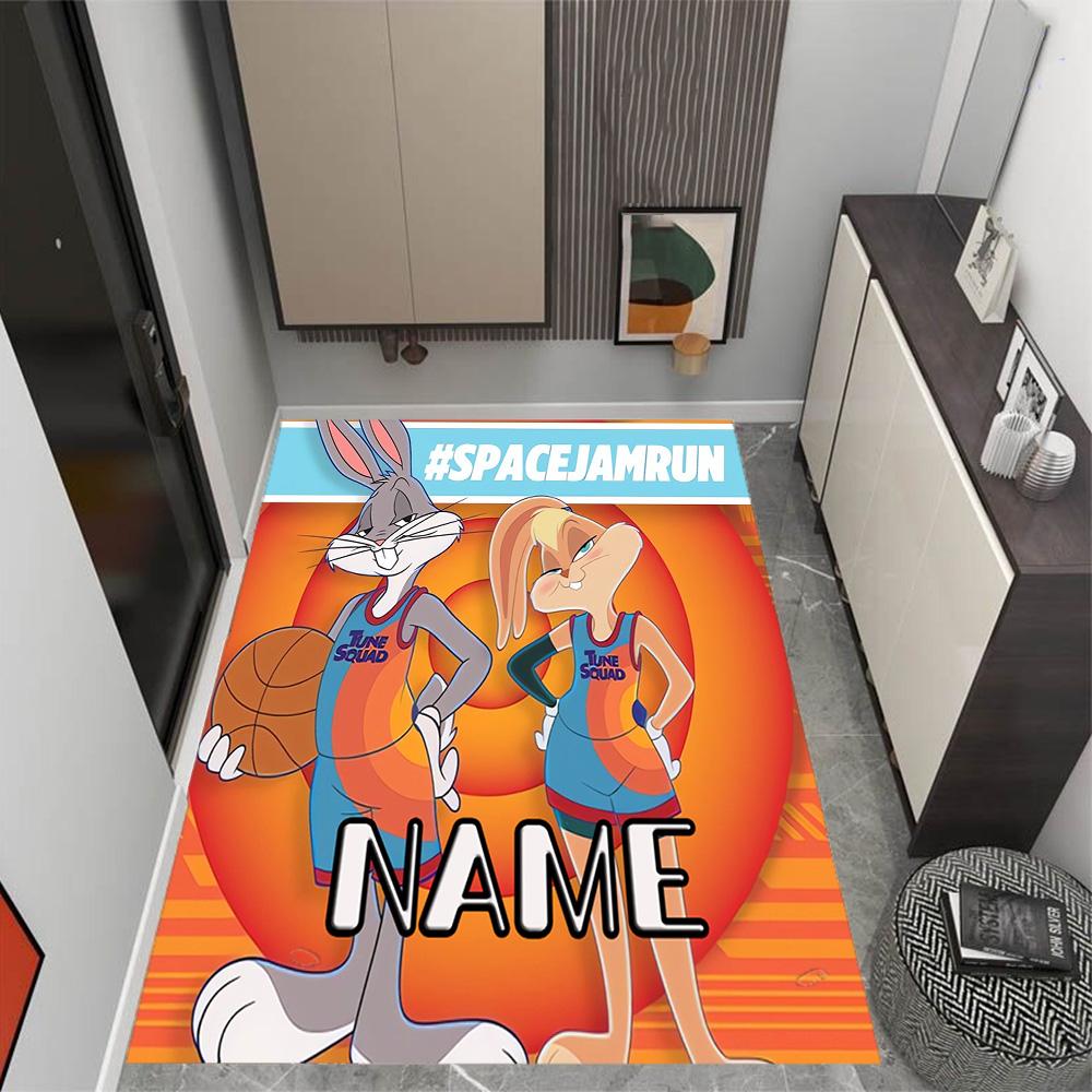Looney Space Jam Run Event Customizable Name Floor Mat Suitable for Decorate room Balcony Entryway Dining Room Anti-slip Rug Anime Office Decor