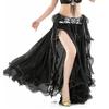 Belly Dancing Skirt Women Chiffon Spanish Skirt Shiny Sequins Tassels Dancing Skirt Show Costumes