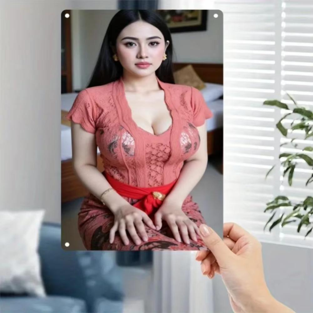 Vintage Metal Tin Sign Thai Lady Art Poster Home Bar Decor