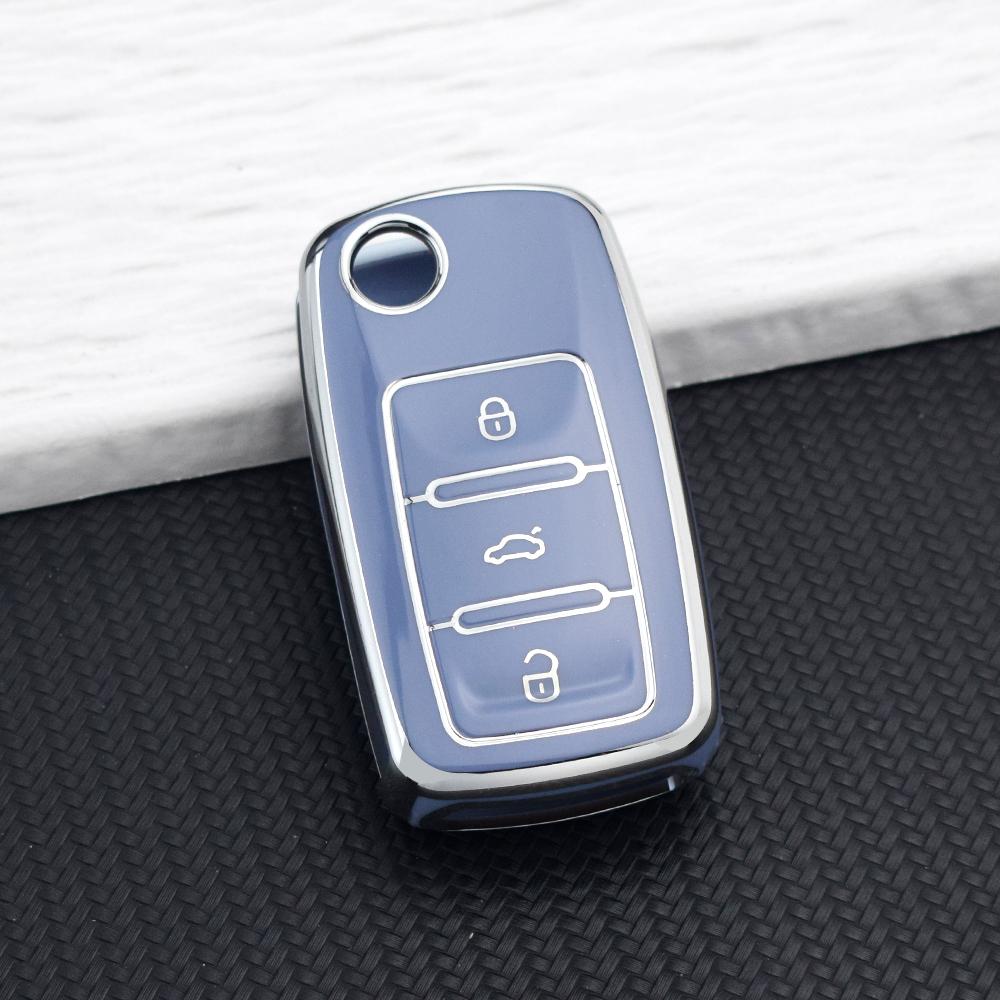 Tpu Car Key Case For Volkswagen Vw Polo Golf Passat Tiguan Beetle Caddy 2/3 Buttons Key Cover For Skoda Octavia Seat Leon Altea