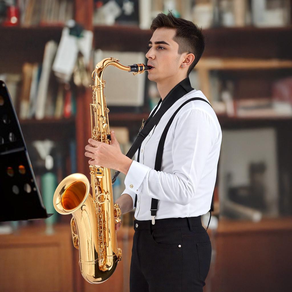 VEVOR Tenor Saxophone, B Flat, Professional Brass Saxophone Beginner Kit with Carrying Case, Mouthpiece, Straps, Cleaning Cloth, Gloves, Neck Strap