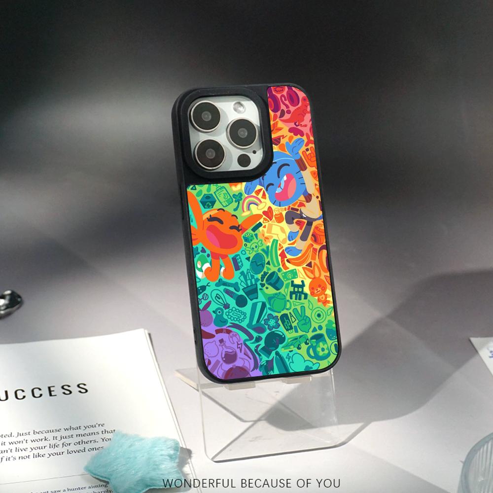 Cartoon Gumball Cute Poster Design Phone Case for iPhone 17 16 E 15 14 13 12 Pro Max Sheepskin Silver-edged Protective Case
