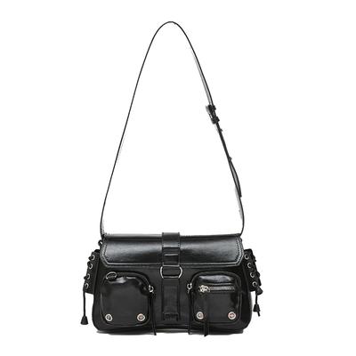Lapimou Hobo Bag, Shoulder Bag, Horizontal, Women's Handbag, Silver Bag, Y2K Ballet Core, Horizontal Bag, Black, Shoulder Bag, Stylish, Cute (Black)