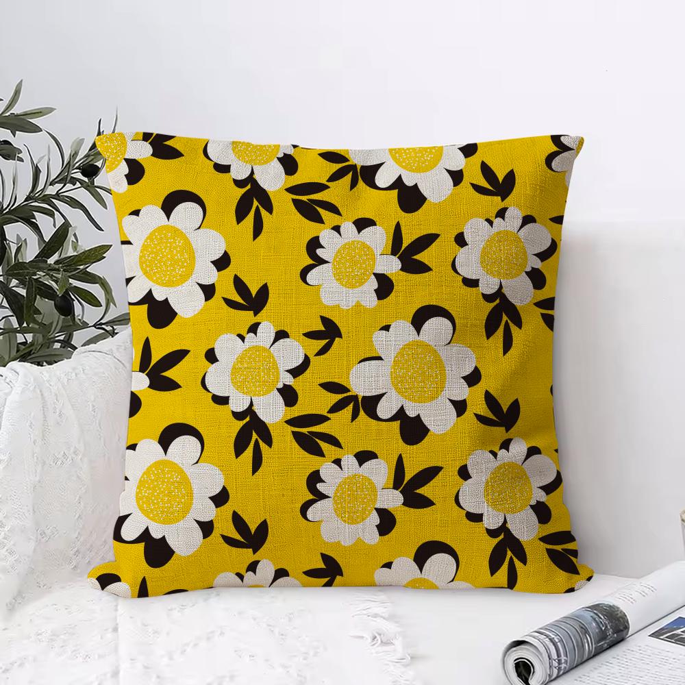Spring and Summer Floral Cushion Cover Breathable Linen Pillow Cover SkinFriendly Home Decor Pillowcase with Hidden Zipper