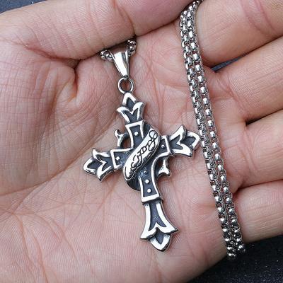 5 Sizes Versatile and High-end European and American Cross Pendant Men's Accessory ,A Gift for My Boyfriend