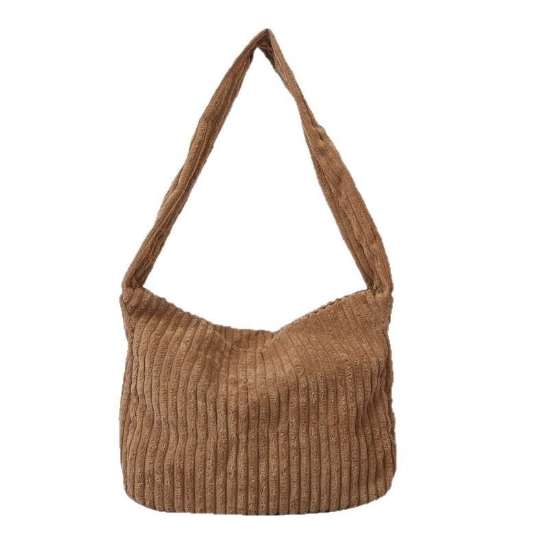 Large-capacity bag women's 2025 autumn and winter new corduroy commuter shoulder bag literary college student class crossbody bag