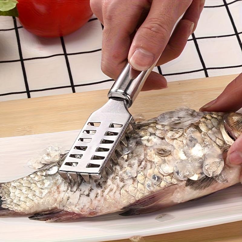 3-teiliges Edelstahl-Fischschuppenentferner-Set, Multifunktionale Fischschuppen-Reinigungsbürste und Schaber für schnelles Schuppen