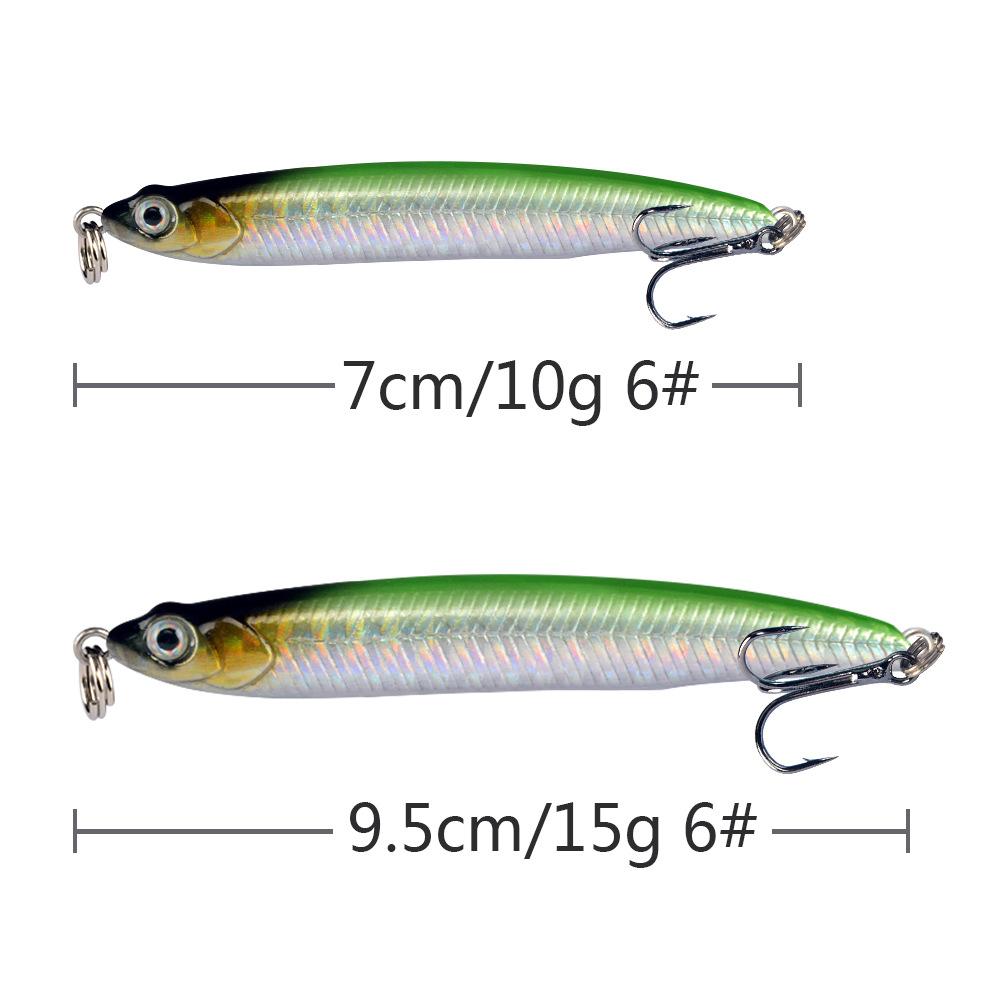 Bullet Head Sinking Pencil Bait Long Casting Lure Fish Shape Hard Bait for Bass Pike Saltwater Freshwater Fishing with 3D Eyes and Sharp Hooks