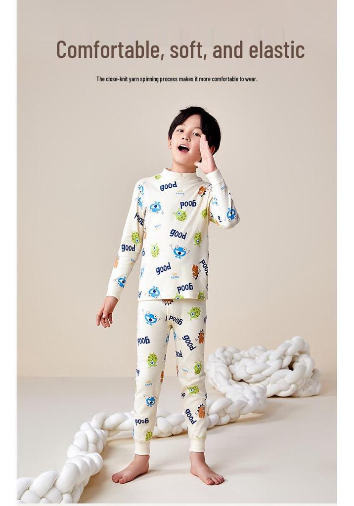 Class A Children's All-Cotton Antibacterial Pajama Set - Autumn Home Wear
