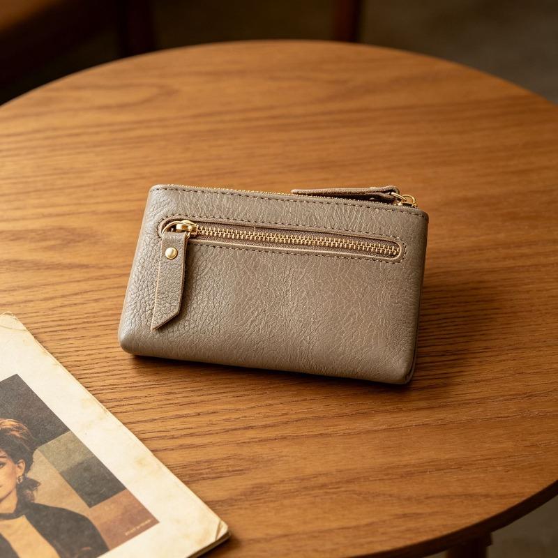 Short Small Wallet Women's Simple Double Zipper Change Bag Small Fresh Coin Bag