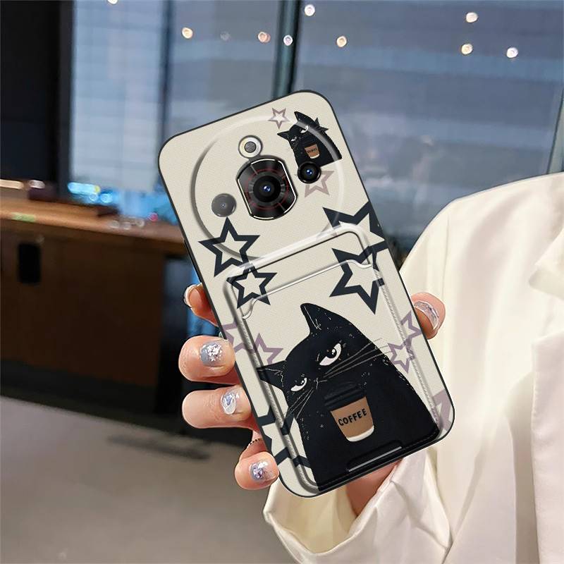 Card bag Card slot Phone Case For ZTE Nubia Focus Pro 5G Cute TPU Graffiti Shockproof Waterproof Dirt-resistant Cartoon