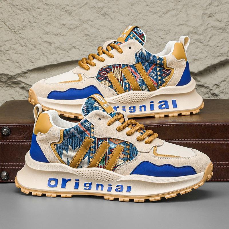 Men's Chunky Sneakers Trendy Printed Casual Shoes, Versatile Thick Sole Dad Shoes for Men