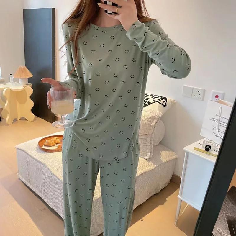 2 Piece New Girls Soft Skin Friendly Pajama Set Ladies Casual Sleep Homewear Set Women's Large Size Homewear