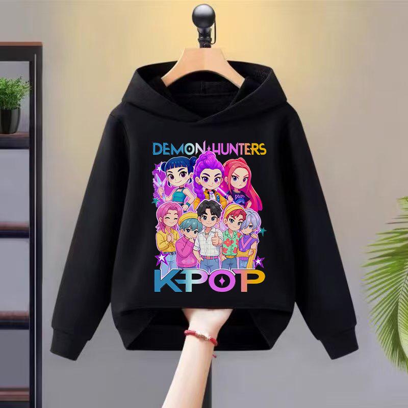 2025 New K-kpop Devil Hunter Children's Autumn Hoodie Fashion Versatile Girls' Long Sleeve Sweatshirt Comfortable Soft Top