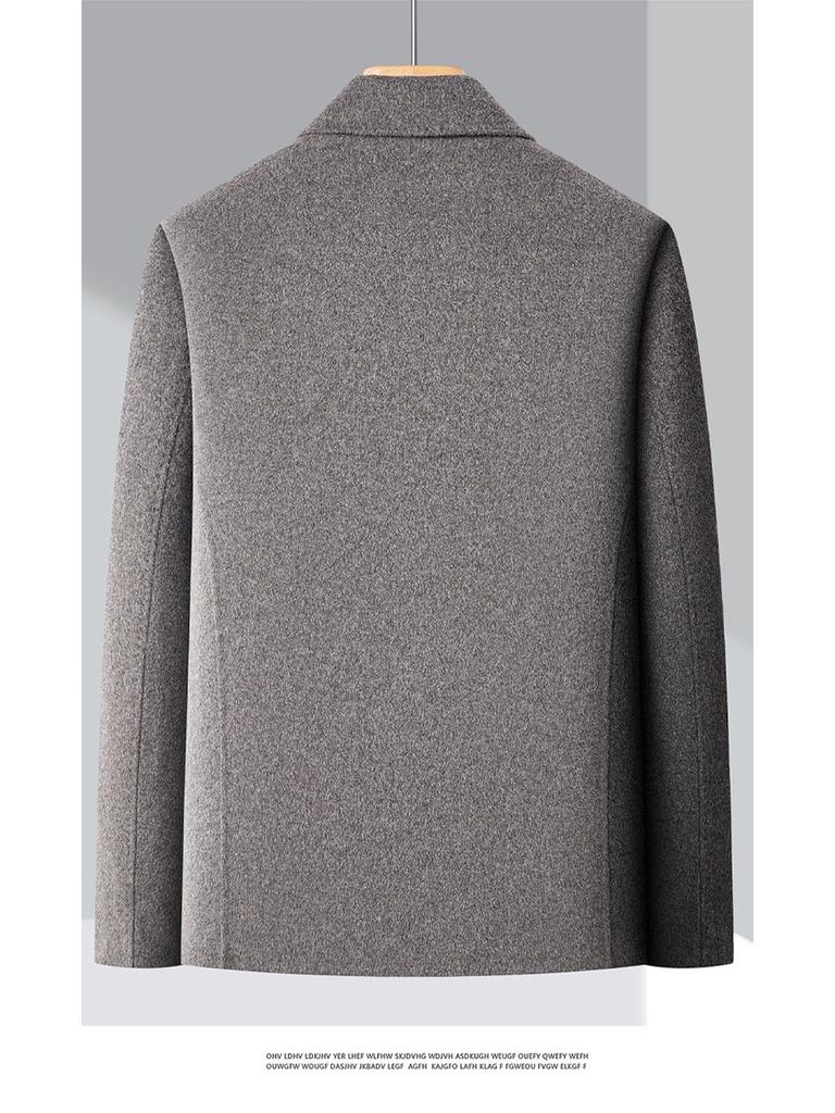 Men's Winter Wool Coat with Detachable Down Liner - Thickened, Double-Sided, Short, Lapel Style for Middle-Aged Men