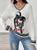 2025 Autumn/Winter Elegant Patchwork Halloween Knitted Long Sleeve Pullover