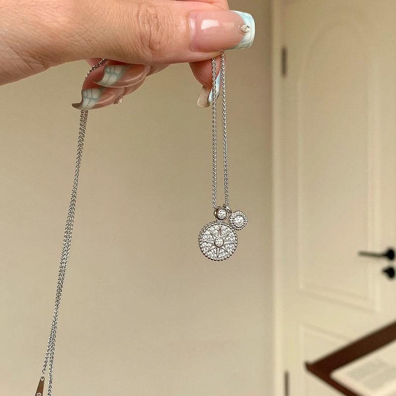 

Ожерелье с кулоном в виде циркониевой круглой звезды, модная цепочка на ключицу 2025, нишевое высококлассное универсальное украшение