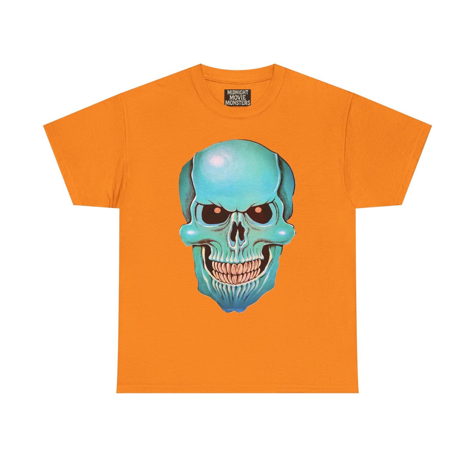 Vintage Halloween Blue Skull Die-Cut T-Shirt Tee Casual Style Alternative S