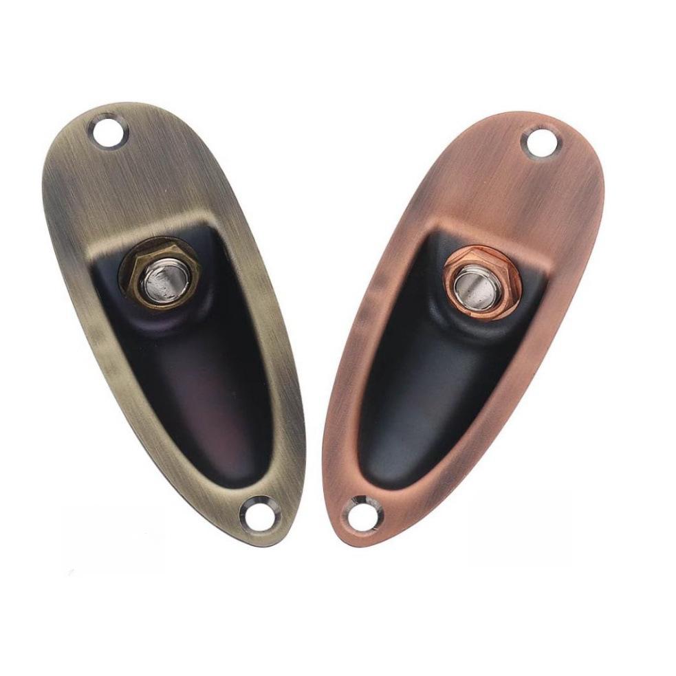 Electric Guitar Boat-shaped Jack Socket Connector, Red Copper/Bronze Color Bronze Boat-shaped Plate (No Jack) + 2 Screws