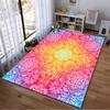 Rainbow Gradient Mandala Pattern Rug with Intricate White Designs Suitable for use as an anti-slip for living room bedroom sofas