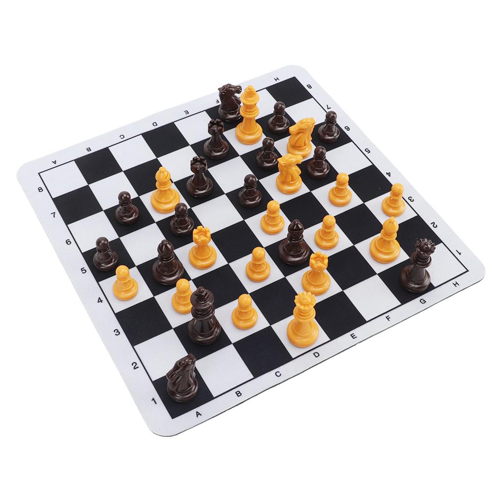 Chessmen with 1.89in King Plastic Chess Pieces with Chessboard for Adults Kids Party Supplies Brown and Yellow