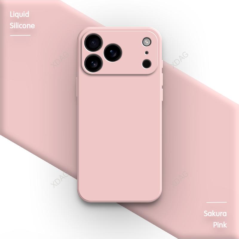 Liquid Silicone Original Phone Case for iPhone 17 Pro Max Air 17Pro 17Max 5G Straight Edge Lens Protection Soft Basic Back Cover