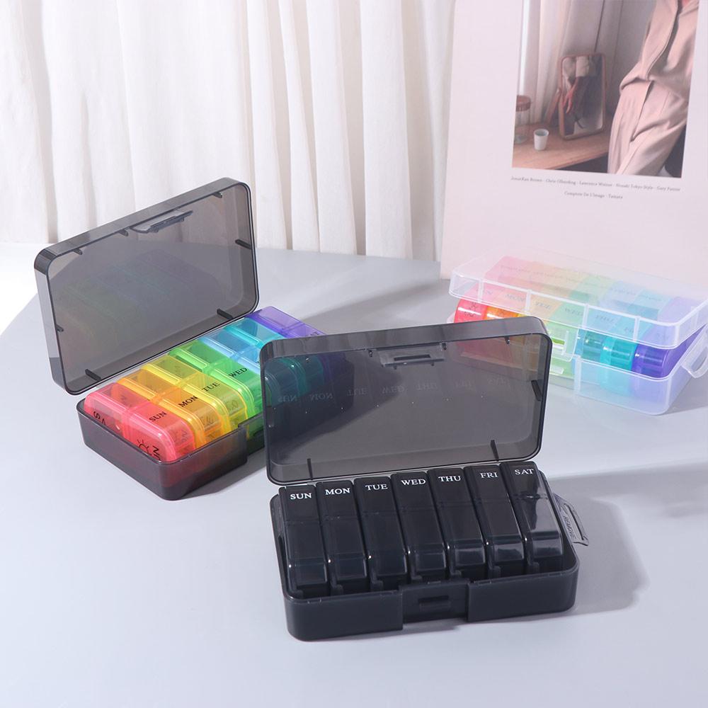 Waterproof Weekly Pill Case 14 Grid Portable Pill Dispenser Drug Container Daily Pill Box  Outdoor