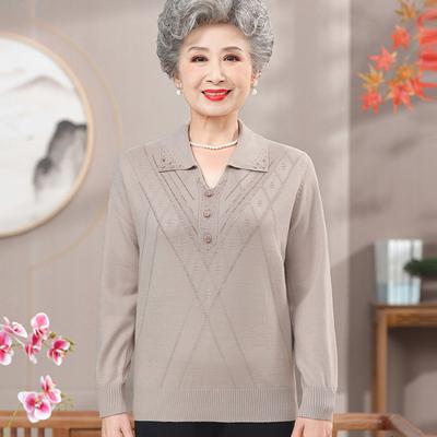 Mamas neuer dünner Frühlings- und Herbstpullover, Übergröße für Damen mittleren Alters, lockerer Pullover, Basisshirt, Damenoberteil
