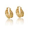 2026 Trendy Hollow-out Hoop Earrings Zircon Inlaid Champagne Gold Triple Layer Ear Buckles for Women