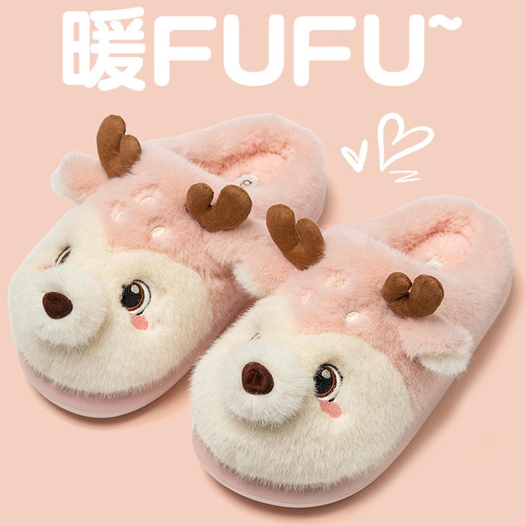 Ear Dog Cotton Slippers 2025 New Indoor Home Cute Warm Non-slip Plush Cotton Mop