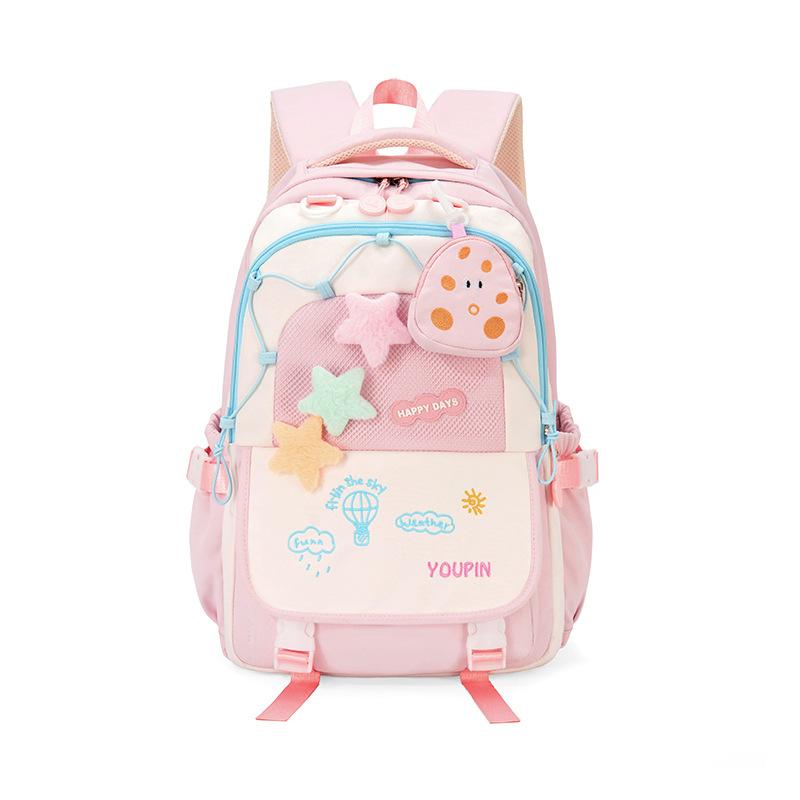 Schoolbag Elementary school bag Grade 1-1 Japanese macaron contrasting color versatile backpack Junior high school girls travel backpack