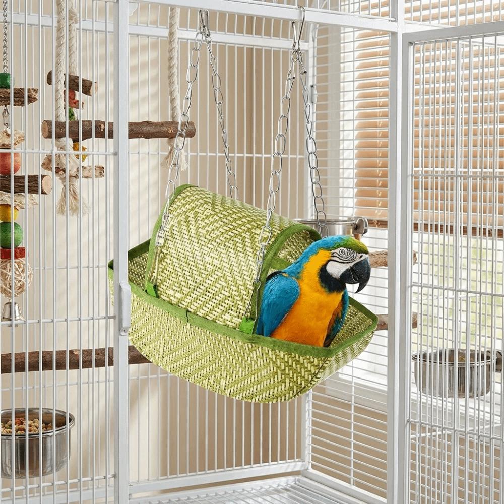 Woven Hanging Bird Nest Boat Shape Bird Swing Hammock Parrot Sleeping Tent Cage Accessory