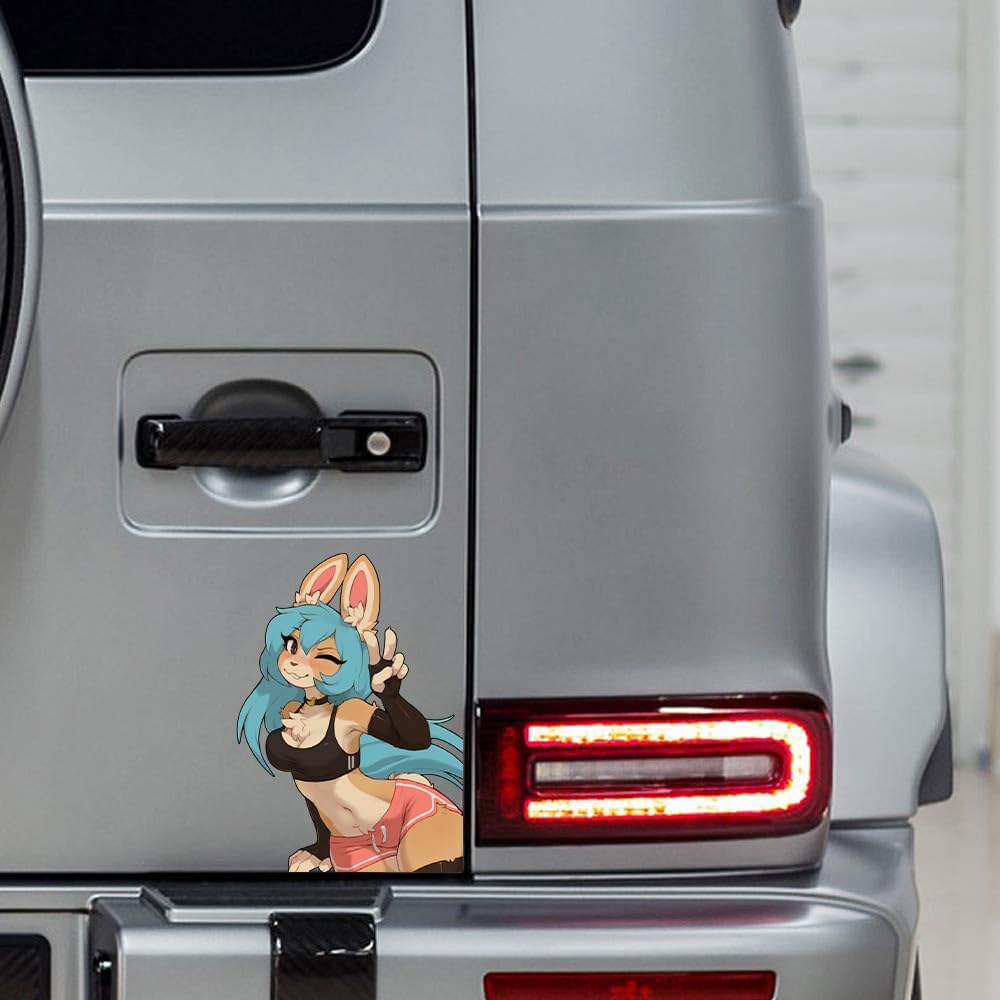 5.1" Kawaii Furry Car Stickers Anime Decals for Laptop Water Bottle Windows Guitar Fuel Tank Cap Sunscreen