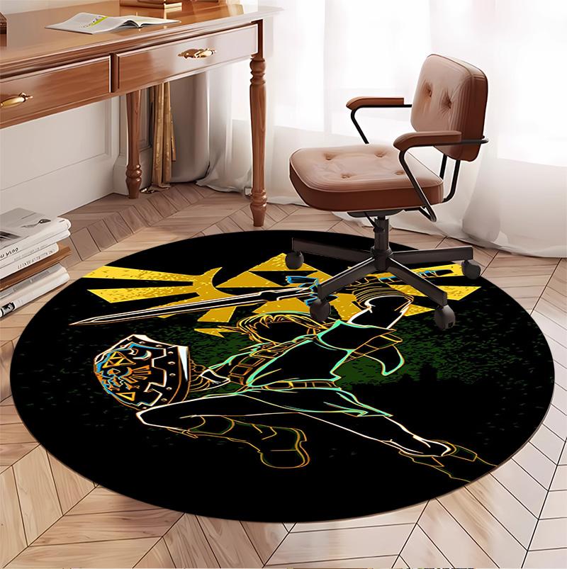 The Legend of Zelda Pattern Round Rug, Indoor/Outdoor Mat, for Picnic, Gameroom, Bedroom, Office, Living Room, Home Decor Carpet, Birthday Gift