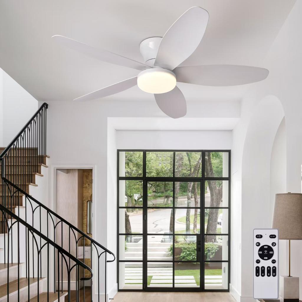 Fernbedienung sechs Geschwindigkeiten variable Beleuchtung dreifarbige Lichtwechsel Nordic Schlafzimmer Deckenventilatorlampe