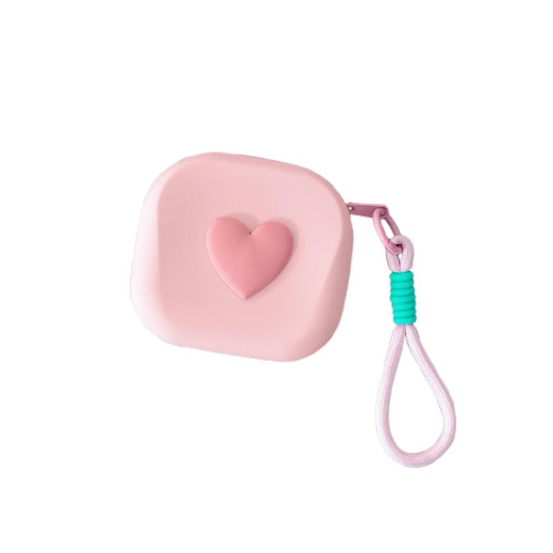 Love Heart Storage Bag Silicone Coin Purse Wallet With Weaving Lanyard Portable Data Cable Earphone Organizer Key Pouch