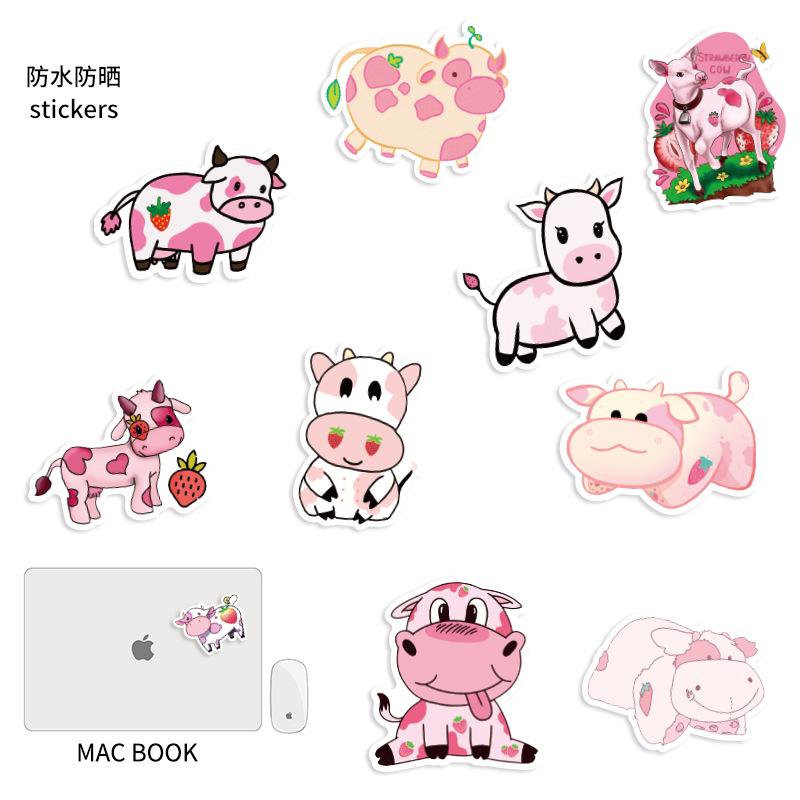50 naklejek zodiaku krowa słodkie kreskówki truskawka krowa wyrażenie naklejki papeterii kubek wody notatnik wodoodporna dekoracja naklejka