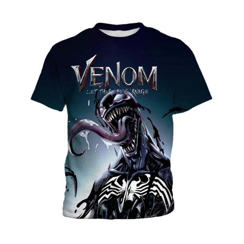 

Summer Marvel Venom 3D Print Adult Men s Short-Sleeved Street Casual Quick-Dry Breathable Fashion Round-neck Shirt XXS
