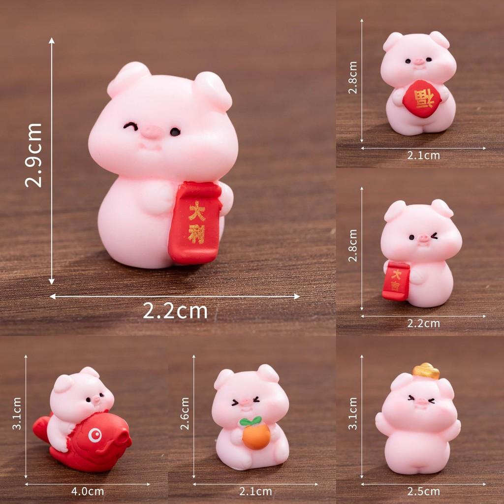 Blessing New Years Pig Resin Ornament With Oranges And Koi Carp For Decor Home