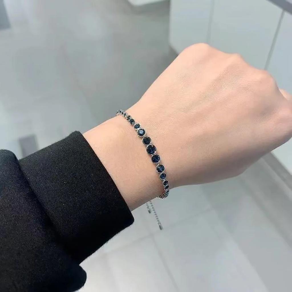 New Product S 925 Pure Silver Sea Blue Round Diamond Emily Women's Bracelet Fashion Luxury Jewelry