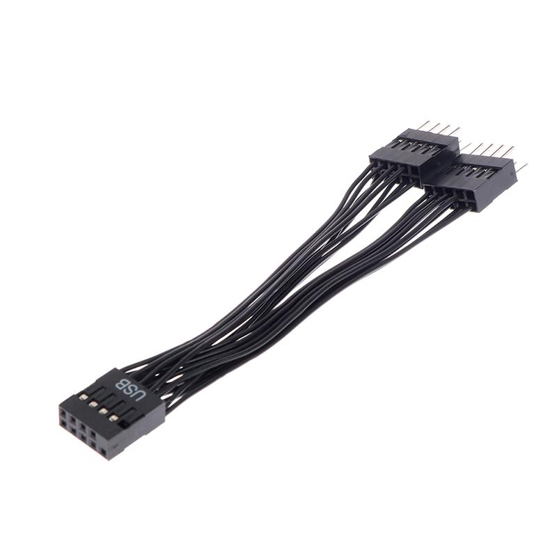 Usb Motherboard Cable Usb Header Extension Cable 9Pin 1 Female To 2 Male Y Splitter Cable Black