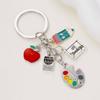 Drip Oil Pencil Red Apple Drawing Board Keychain Gift To Teacher Classmate Keychain Graduation Season Keychain