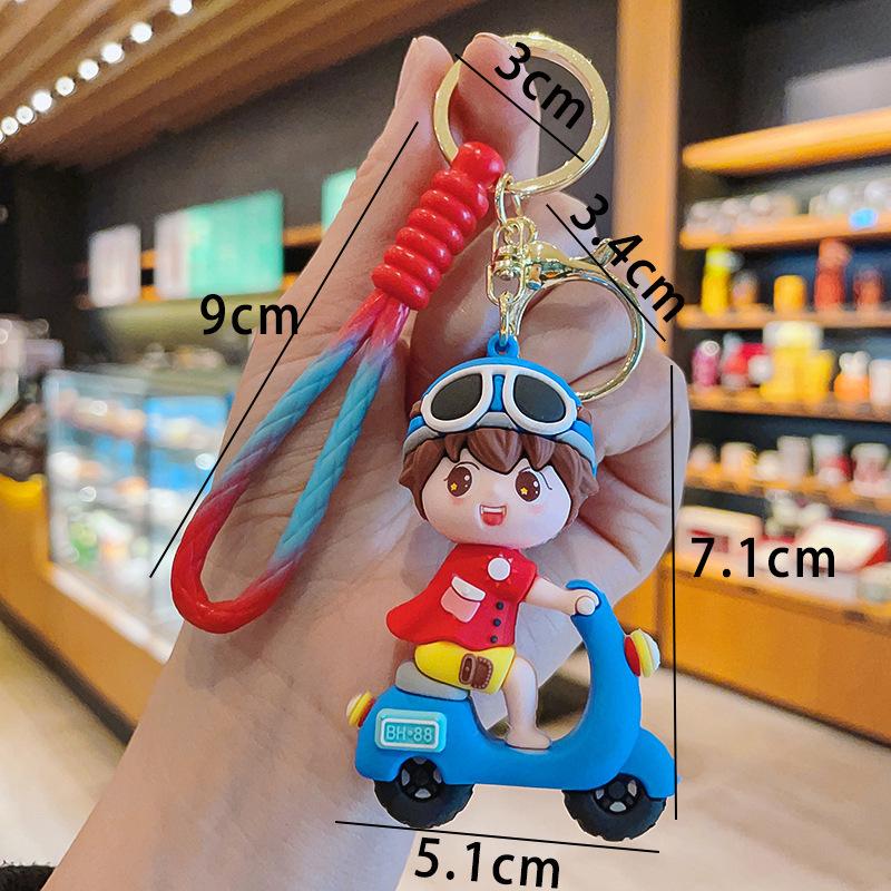 Cute Cartoon Electric Car Boy Girl Couple Keychain Internet Celebrity Creative Decoration Small Gift