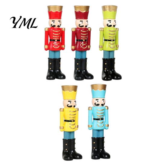 Christmas Gift for Kids Nutcracker Resin Candle Holder, Pastel Soldier Figurine Fireplace Decorations Desk Shelf, Festive Home Tabletop Decor, Holiday